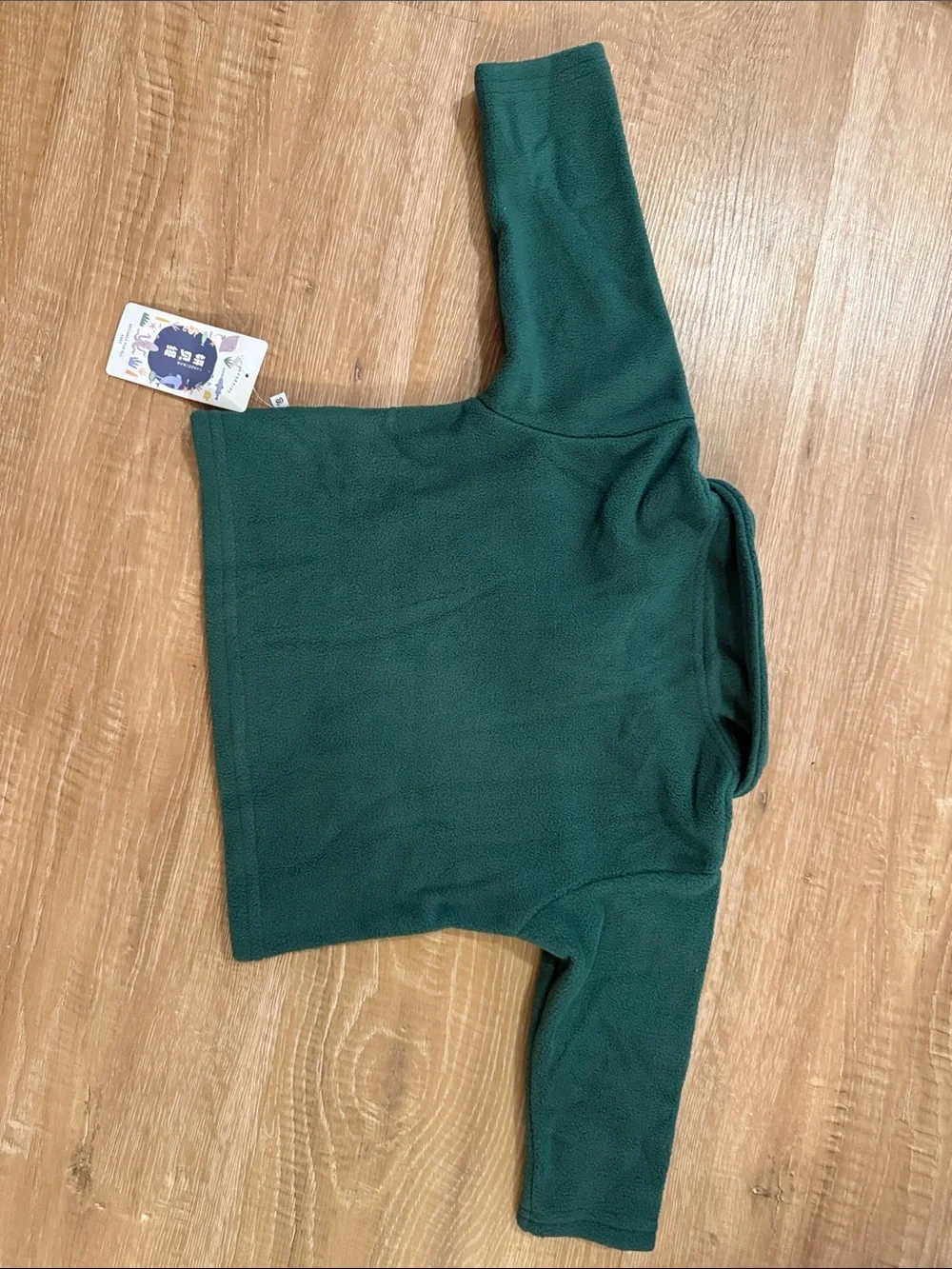 Green Fleece Toddler Pullover with Bear Embroidery